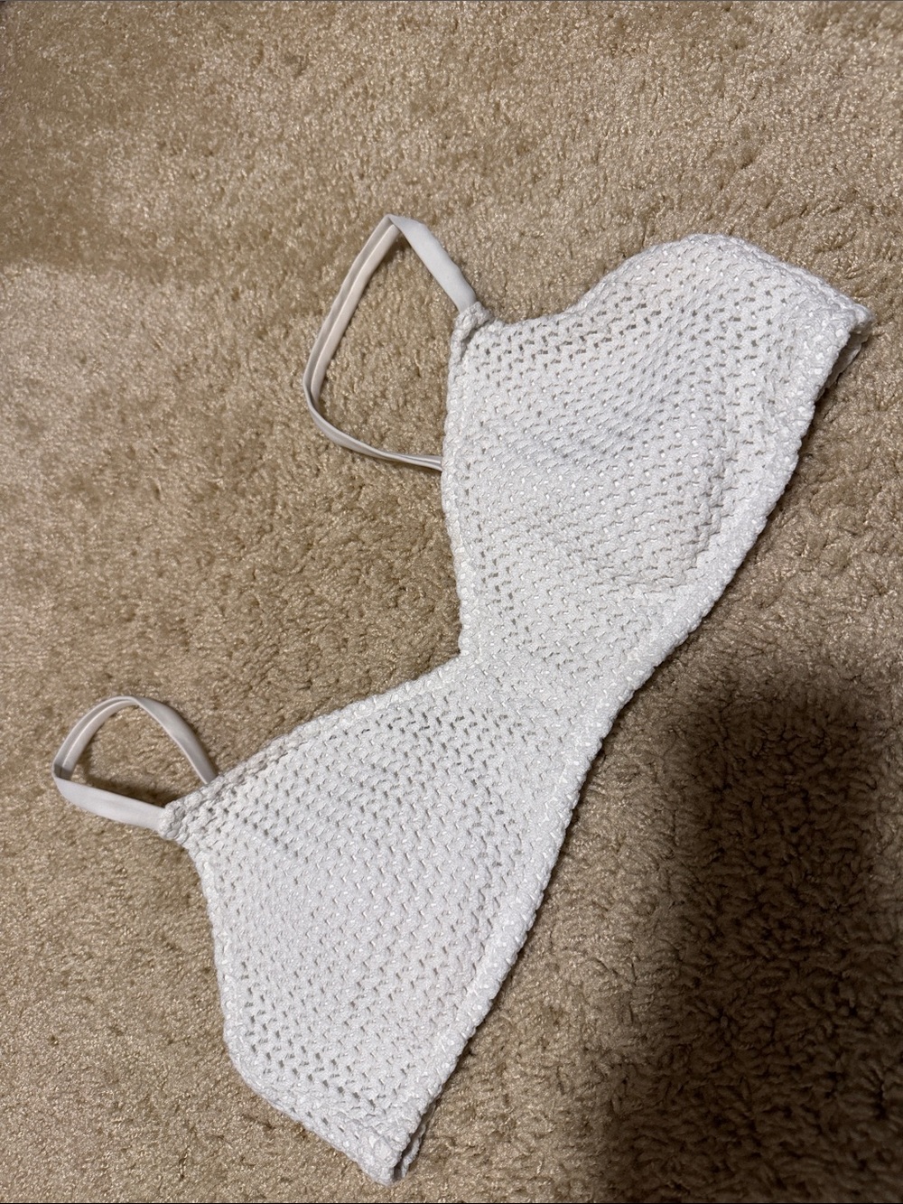 aerie White Crochet Bikini Top